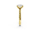 Yellow gold Radiant Cut Diamond Solitaire Ring with Pavé Band and Four-Prong Setting_2