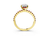Yellow gold Radiant Cut Diamond Solitaire Ring with Pavé Band and Four-Prong Setting_3