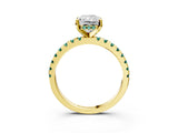 Yellow gold Radiant Cut Diamond Solitaire Ring with Pavé Band and Four-Prong Setting_3