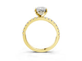 Yellow gold Radiant Cut Diamond Solitaire Ring with Pavé Band and Four-Prong Setting_3