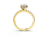 Yellow gold Radiant Cut Diamond Solitaire Ring with Pavé Band and Four-Prong Setting_3