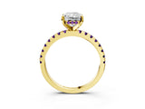Yellow gold Radiant Cut Diamond Solitaire Ring with Pavé Band and Four-Prong Setting_3
