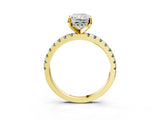 Yellow gold Radiant Cut Diamond Solitaire Ring with Pavé Band and Four-Prong Setting_3