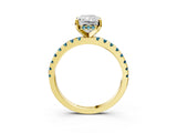 Yellow gold Radiant Cut Diamond Solitaire Ring with Pavé Band and Four-Prong Setting_3