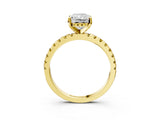 Yellow gold Radiant Cut Diamond Solitaire Ring with Pavé Band and Four-Prong Setting_3