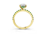 Yellow gold Radiant Cut Diamond Solitaire Ring with Pavé Band and Four-Prong Setting_3