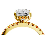 Yellow gold Radiant Cut Diamond Solitaire Ring with Pavé Band and Four-Prong Setting_4