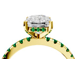 Yellow gold Radiant Cut Diamond Solitaire Ring with Pavé Band and Four-Prong Setting_4