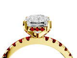 Yellow gold Radiant Cut Diamond Solitaire Ring with Pavé Band and Four-Prong Setting_4