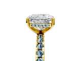 Yellow gold Radiant Cut Diamond Solitaire Ring with Pavé Band and Four-Prong Setting_5