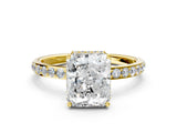 Yellow gold Radiant Cut Diamond Solitaire Ring with Pavé Band and Hidden Halo_21