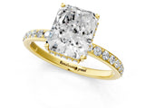Yellow gold Radiant Cut Diamond Solitaire Ring with Pavé Band and Hidden Halo_22