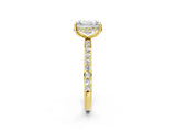 Yellow gold Radiant Cut Diamond Solitaire Ring with Pavé Band and Hidden Halo_23