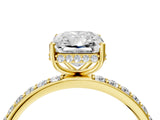 Yellow gold Radiant Cut Diamond Solitaire Ring with Pavé Band and Hidden Halo_25