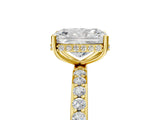 Yellow gold Radiant Cut Diamond Solitaire Ring with Pavé Band and Hidden Halo_26
