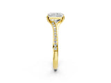 Yellow gold Radiant Cut Diamond Solitaire Ring with Pavé Band and Prong Setting_18