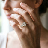 Yellow gold Radiant Cut Diamond Solitaire Ring with Pavé and Channel Set Band_89