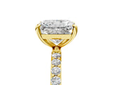 Yellow gold Radiant Cut Diamond Solitaire Ring with Pave Band and Four Prong Setting_169