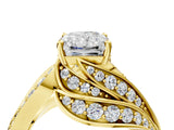 Yellow gold Radiant Cut Diamond Solitaire Ring with Prong Setting and Twisted Pavé Band_7