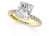 Yellow gold Radiant Cut Diamond Solitaire Ring with Round  Pavé Band and Four-Prong Setting_50