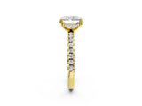 Yellow gold Radiant Cut Diamond Solitaire Ring with Round  Pavé Band and Four-Prong Setting_51
