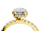 Yellow gold Radiant Cut Diamond Solitaire Ring with Round  Pavé Band and Four-Prong Setting_53