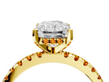 Yellow gold Radiant Cut Diamond Solitaire Ring with Round with Citrine side stone Pavé Band and Four-Prong Setting_40