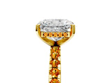 Yellow gold Radiant Cut Diamond Solitaire Ring with Round with Citrine side stone Pavé Band and Four-Prong Setting_41