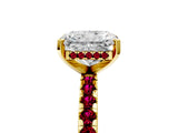 Yellow gold Radiant Cut Diamond Solitaire Ring with Round with Garnet side stone Pavé Band and Four-Prong Setting_41