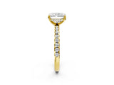 Yellow gold Radiant Cut Diamond Solitaire Ring with Round with Moissanite side stone Pavé Band and Four-Prong Setting_38