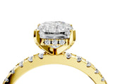 Yellow gold Radiant Cut Diamond Solitaire Ring with Round with Moissanite side stone Pavé Band and Four-Prong Setting_40