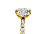 Yellow gold Radiant Cut Diamond Solitaire Ring with Round with Moissanite side stone Pavé Band and Four-Prong Setting_41