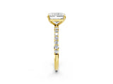Yellow gold Radiant Cut Diamond Solitaire Ring with Round with Moissanite side stone Pavé Band and Prong Setting_14