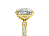Yellow gold Radiant Cut Diamond Solitaire Ring with Round with Moissanite side stone Pavé Band and Prong Setting_17