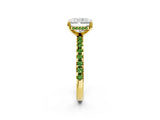 Yellow gold Radiant Cut Diamond Solitaire Ring with Round with Peridot side stone Pavé Band and Four-Prong Setting_38
