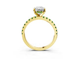 Yellow gold Radiant Cut Diamond Solitaire Ring with Round with Peridot side stone Pavé Band and Four-Prong Setting_39