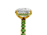 Yellow gold Radiant Cut Diamond Solitaire Ring with Round with Peridot side stone Pavé Band and Four-Prong Setting_41