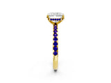 Yellow gold Radiant Cut Diamond Solitaire Ring with Round with Tanzanite side stone Pavé Band and Four-Prong Setting_38