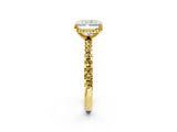 Yellow gold Radiant Cut Diamond Solitaire Ring with Round with Yellow Sapphire side stone Pavé Band and Four-Prong Setting_38