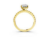 Yellow gold Radiant Cut Diamond Solitaire Ring with Round with Yellow Sapphire side stone Pavé Band and Four-Prong Setting_39