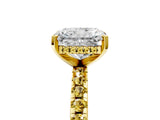 Yellow gold Radiant Cut Diamond Solitaire Ring with Round with Yellow Sapphire side stone Pavé Band and Four-Prong Setting_41