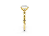 Yellow gold Radiant Cut Diamond Solitaire Ring with Round with Yellow Sapphire side stone Pavé Band and Prong Setting_14