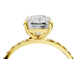 Yellow gold Radiant Cut Diamond Solitaire Ring with Round with Yellow Sapphire side stone Pavé Band and Prong Setting_16