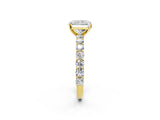 Yellow gold Radiant Cut Diamond Solitaire Ring with Shared Prong Pavé Band and Four-Prong Setting_86