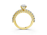 Yellow gold Radiant Cut Diamond Solitaire Ring with Shared Prong Pavé Band and Four-Prong Setting_87