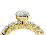 Yellow gold Radiant Cut Diamond Solitaire Ring with Shared Prong Pavé Band and Four-Prong Setting_88