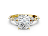 Yellow gold Radiant Cut Diamond Solitaire Ring with Side Stones and Four-Prong Setting_141