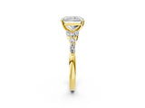 Yellow gold Radiant Cut Diamond Solitaire Ring with Side Stones and Four-Prong Setting_143
