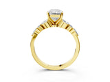 Yellow gold Radiant Cut Diamond Solitaire Ring with Side Stones and Four-Prong Setting_144