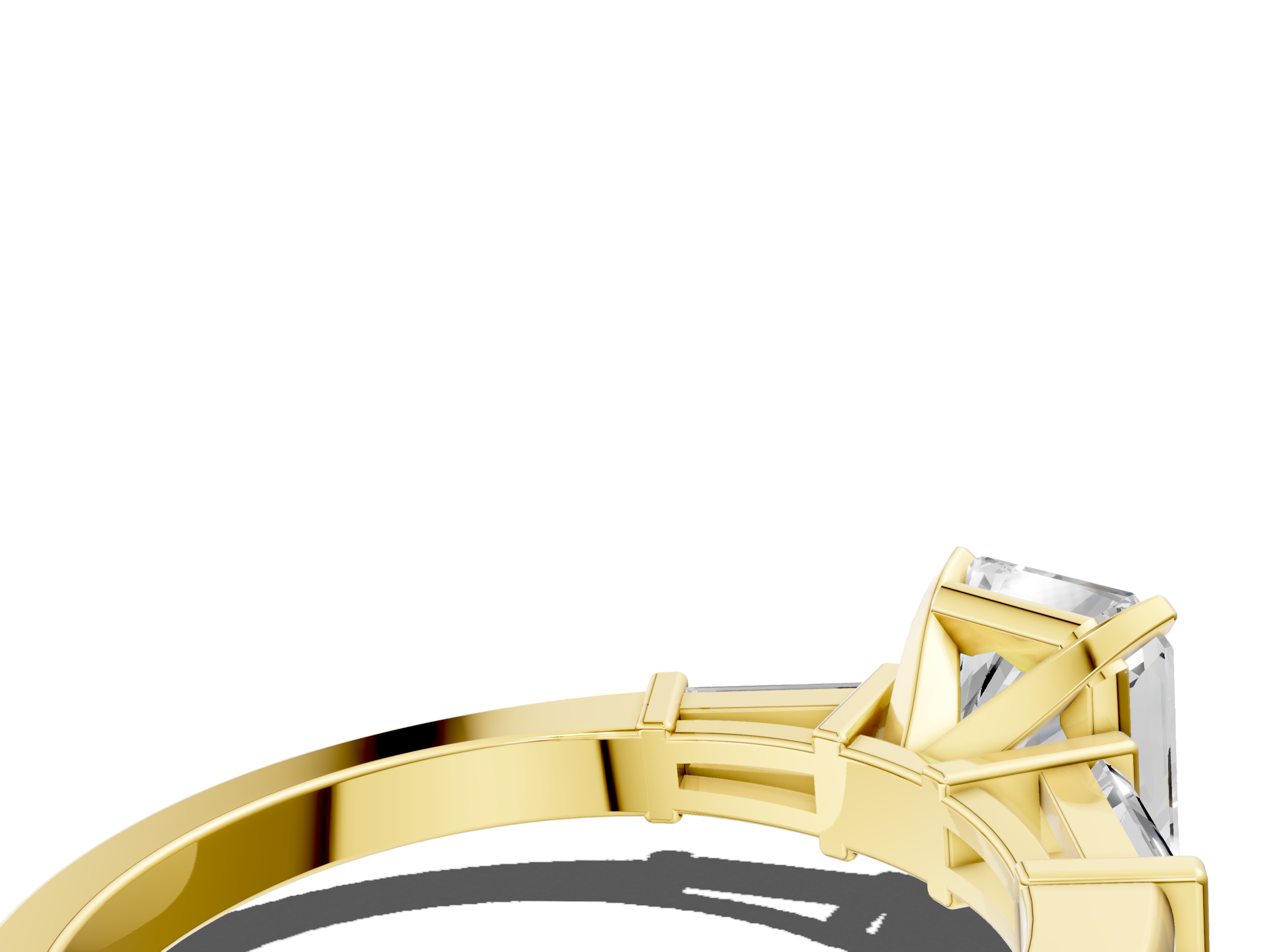 Yellow gold Radiant Cut Diamond Solitaire Ring with Tapered Baguette Accents and Four-Prong Setting_52